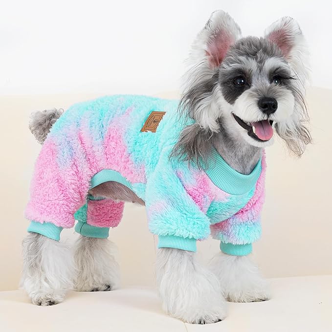 XPUDAC Dog Sweater, Dog Winter Clothes for Small Medium Dogs Girl Boy Fleece Doggy Pajamas for Winter Christmas, Tie-Dye03, X-Small