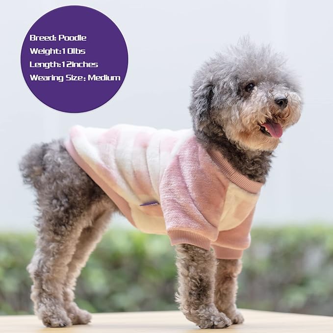 cyeollo Dog Christmas Sweater Buffalo Plaid Dog Flannel Winter Sweatshirt Coats Pink Pet Clothes for Small Dogs Size XL