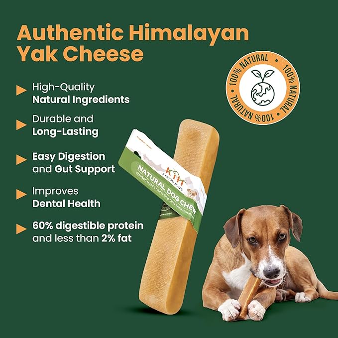 KATHMANDU'S 100% Natural Yak Cheese Himalayan Dog Chews - All Natural and Protein-Rich Nutrition Dog Treats, Long Lasting Chews for Aggressive Chewers, Odor Free Yak Chew | Large/X Large (Pack of 8)