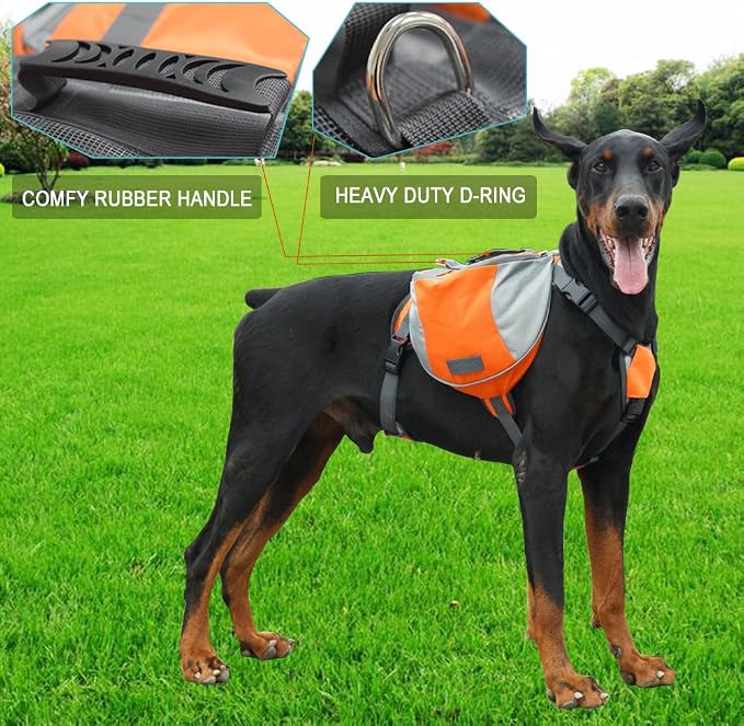 Adjustable Service Dog Supply Backpack Saddle Bag for Camping Hiking Training