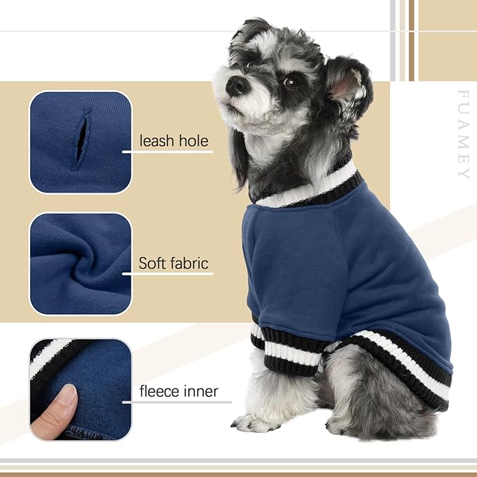 FUAMEY Dog Pullover Sweatshirt，Dog Winter Sweaters Warm Dog Clothes Dog Vest Thick Puppy Pullover Soft Pet Fleece Sweater Cute Doggie Boy Girl Outfit for Small Medium Dogs Blue XL