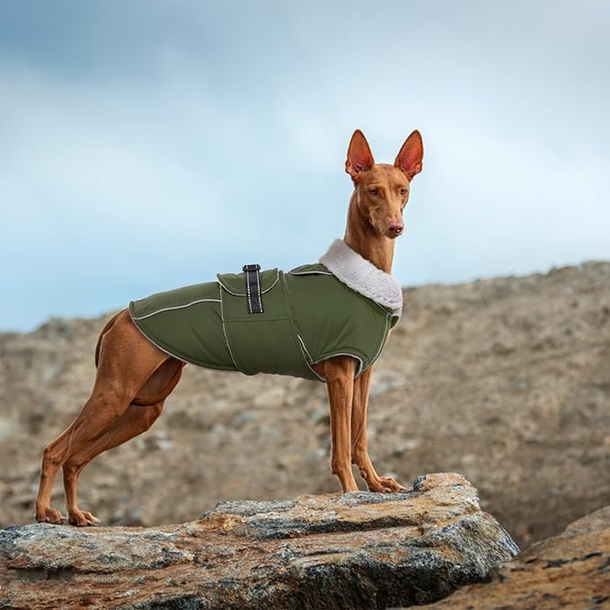 Lelepet Warm Dog Coat Waterproof Dog Jacket for Extra Large Dogs Reflective Fleece Vest with Adjustable Buckle Hook & Loop Windproof Cold Weather Coats for Small Medium Large Dogs, Army Green, XXXL
