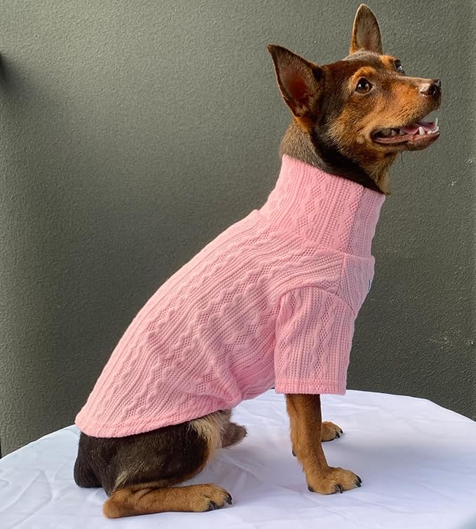 YQYS Dog Sweaters Pullover Turtleneck Sweater for Small Dogs and Kitten Warm Knit Fleece Teacup Dog Clothing Puppy Clothes Pink XLarge