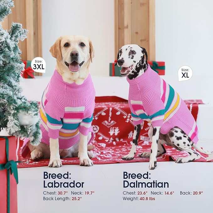 IECOii Great Dane Sweater,5XL Dog Sweater for Large Size Dog, Giant Breed Dog Sweater Christmas,Thick Warm Dog Winter Sweater for Male Female Dogs,Dog Cold Weather Outfits Pink Dog Sweater,5XL