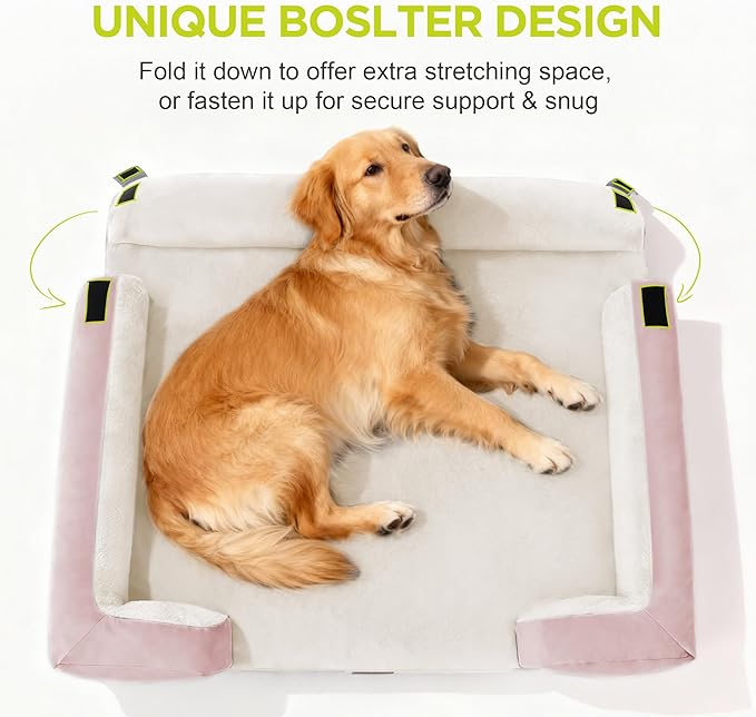 Orthopedic Dog Bed for Extra Large Dogs, XXL Waterproof Egg Crate Memory Foam Pet Bed Bolsters with Removable Washable Cover & Non-Slip Bottom, Tennis Ball Toy, 45x35