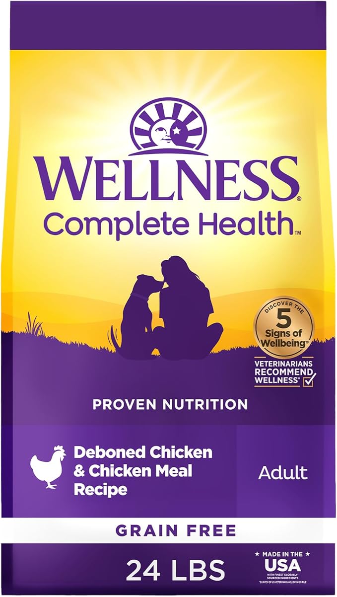 Wellness Natural Pet Food Complete Health Natural Grain Free Dry Dog Food, Chicken, 24-Pound Bag