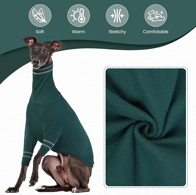 Greyhound Dog Sweater, Italian Greyhound Coat for Small Dogs, Whippet Pullover Turtleneck Stretchy Knit Sweatshirt, Greyhound Thermal Clothes Pajamas Sighthounds Jumpsuit for Cold Weather S