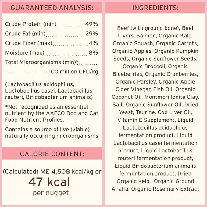 Primal Freeze Dried Raw Cat Food Nuggets Beef & Salmon, Complete & Balanced Meal or Topper, Premium, Healthy, Grain Free, High Protein Raw Cat Food with Probiotics (14 oz)