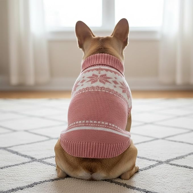 Grewear Colorful Stripes Pattern Pets Knit Sweater, Warm Comfortable Knit Sweater for Pets, Soft Cozy Winter Pet Clothes, Stylish Multi-Colored Sweater for Dogs & Cats Pink M