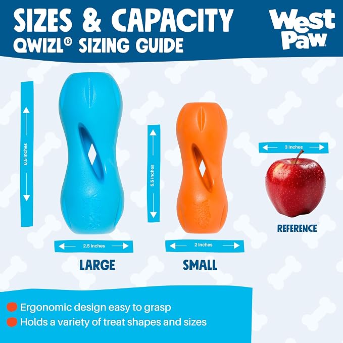 West Paw Zogoflex Qwizl Interactive Treat Dispensing Dog Puzzle Treat Toy for Dogs, Granny Smith, Large