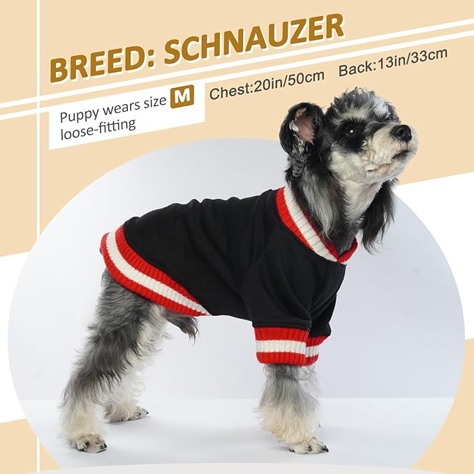 FUAMEY Dog Pullover Sweatshirt, Warm Winter Dog Sweater Thick Fleece Doggie Boy/Girl Outfit, Small & Medium Sizes, Black XL