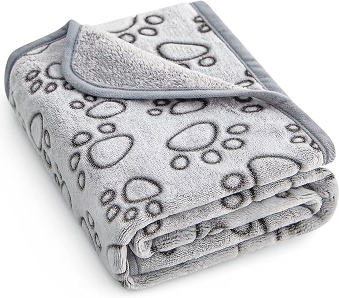 Stuffed® Premium Soft Dog Blanket Washable, 40"x32" Cat Blanket for Indoor Cats Large Medium Small Dog Puppy Essentials (Grey)