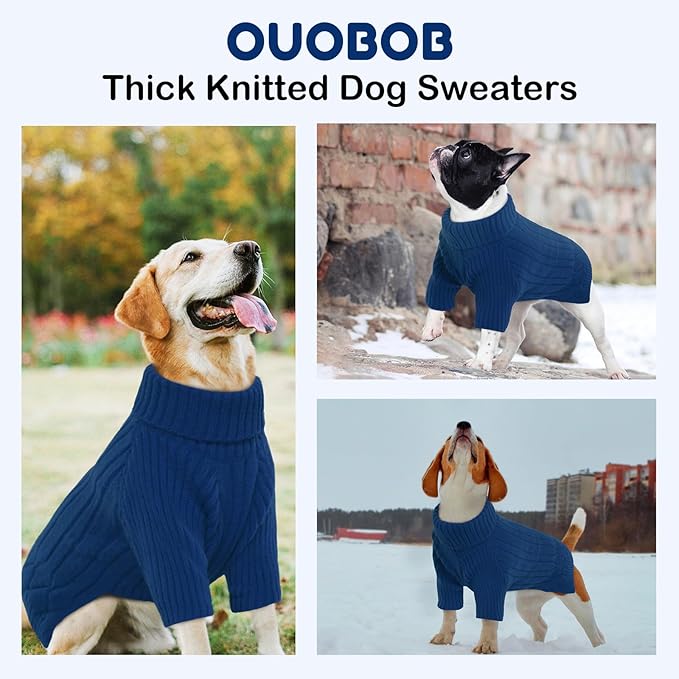 Large Breed Dog Sweaters, Warm Winter Fall Dog Sweaters for Dog Girls Boys, Turtleneck Dog Knitwear,Doggie Christmas Sweater, Pet Sweatshirt Clothes Outfit Knit Great Dane,Doberman (Blue XXXXL)