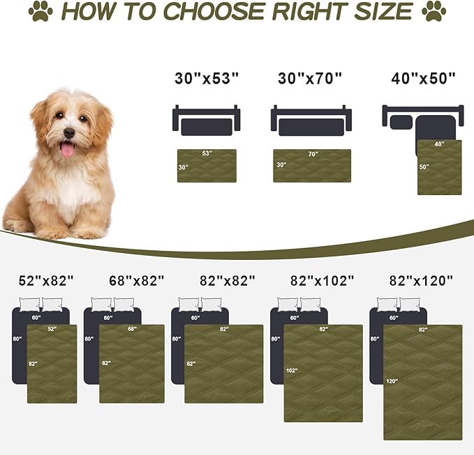 Smiry Waterproof Dog Bed Cover Blanket 30x53, Soft Reversible Pet Blanket, Washable Leakproof Cats Dogs Couch Cover for Sofa, Couch, Furniture, Lattice, Green/Navy