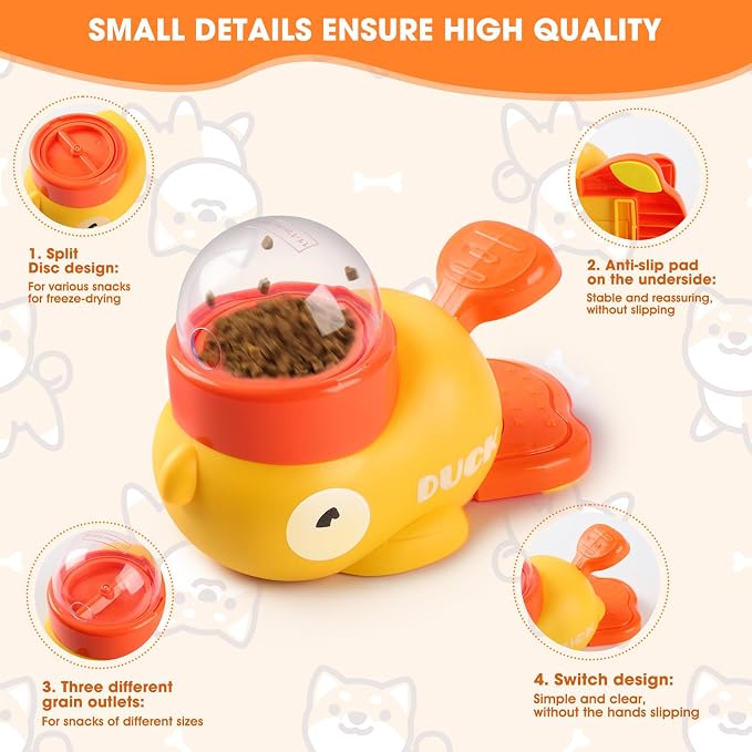 Dog Interactive Treat Dispenser, Interactive Dog Toys Food Puzzle Slow Feeder, Duck Treat Dispenser for Small Medium Dogs and Cats, Promotes IQ Training and Entertainment Reduces Bloating