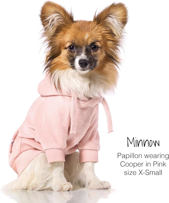 Cooper II Organic Cotton Velour Dog Hoodie Pet Coat for Small, Medium and Large Dogs, Pink, Small
