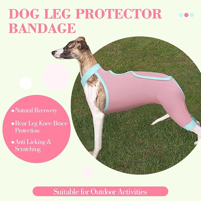 ROZKITCH Dog Surgery Leg Sleeve Rear Legs, Male Female Pet Prevent Licking Wound Elbow Knee Protector, Dog Recovery Suit Cone Collar Alternative Pants Shirt for Wound Heal Wrap Pink S