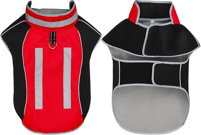 Small Dog Coat, Warm Dog Winter Jacket, Reflective Pet Jacket with Fleece Lined, Pet Clothes for Small Medium Dogs (Red, M)