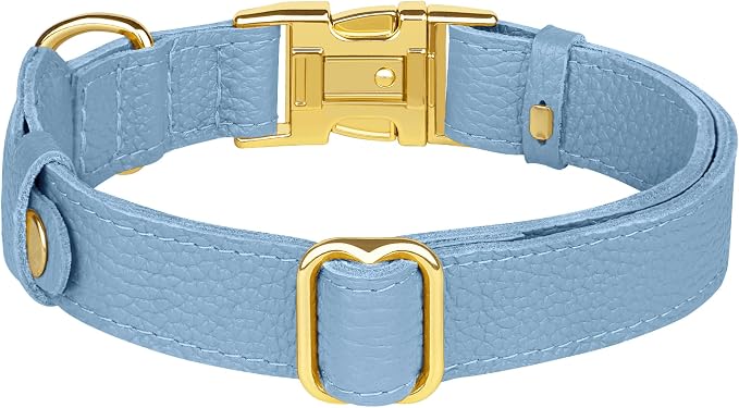 Leather Airtag Dog Collar - Soft Tracking Dog Collar with Apple AirTag Holder and Metal Buckle - Safety GPS Pet Collars for Small Medium Large Dogs Puppy Pink Red (Cornflower, XS, 9"-12" Neck Fit)