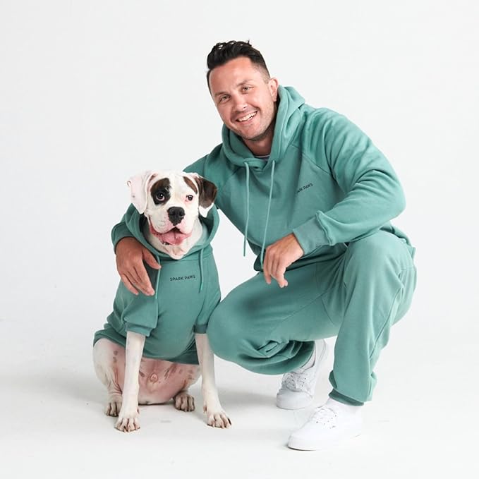 Spark Paws Dog Hoodie – Premium Dog Sweater for Small, Medium, and Large Dogs | Warm Outfits for French Bulldogs, Pitbull, Puppy, Winter Jacket Alternative - Teal - M