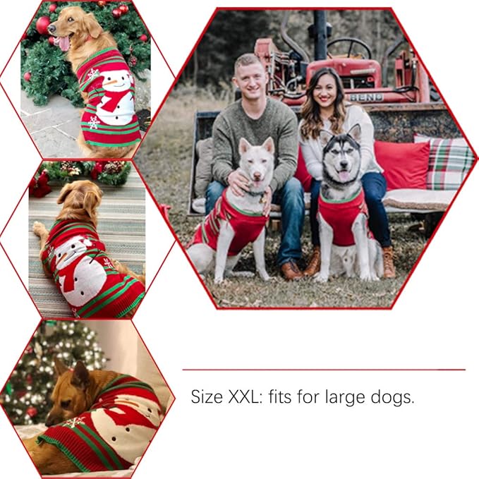 NACOCO Dog Snow Sweaters - Thick Snowman Sweaters for Xmas, New Year & Christmas - Pet Clothes for Small Dogs & Cats (Snowman, 3XL)