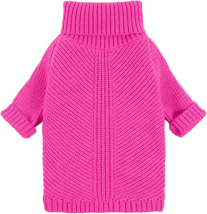 Fitwarm Valentines Dog Turtleneck Sweater, Dog Winter Clothes for Small Dogs Girl, Knitted Pet Coat, Cat Outfit, Hot Pink, XXL
