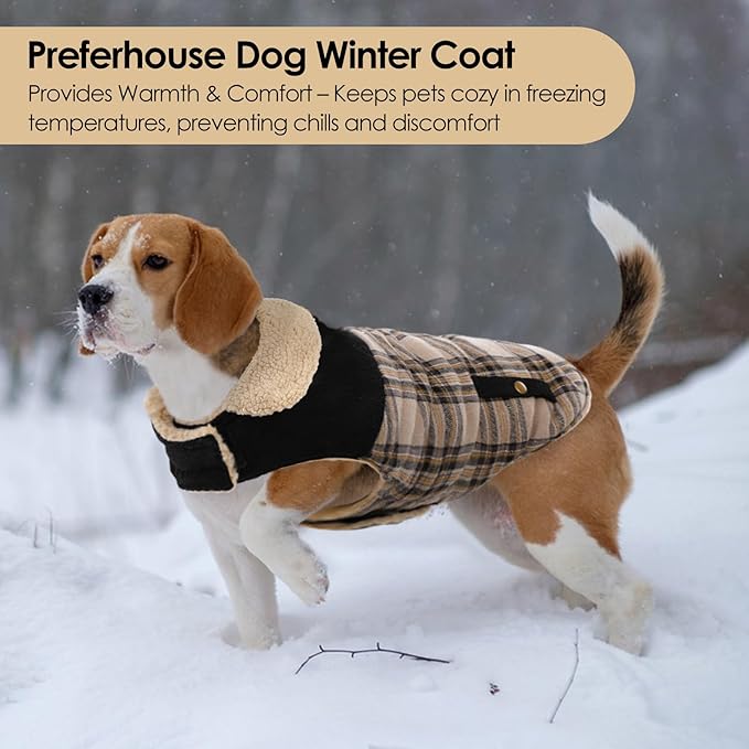 Large Dog Winter Jacket, Pet Warm Windproof Coat Dogs Cold Weather Coats Snow Jacket Pets Clothes, Golden Retriever, Labrador Retriever, Husky, Beige L