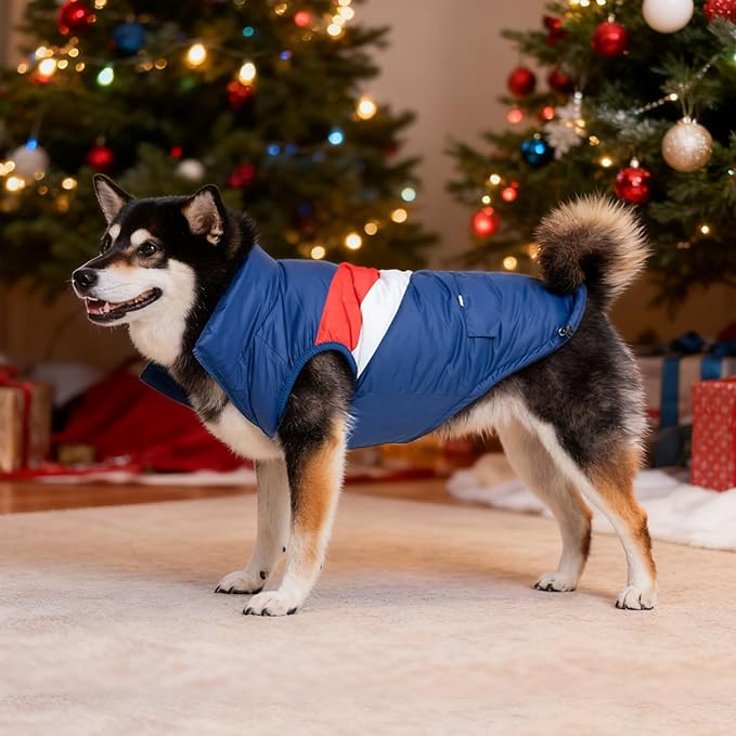 Dog Winter Jacket for Small Dogs Waterproof with Harness Hole,Windproof Puppy Fleece Vest Warm for 8 to 13lbs
