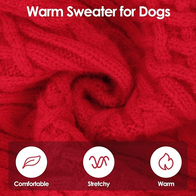 SUNFURA Christmas Dog Sweaters for Large Dogs, Large Dog Sweater for Christmas Holiday, Warm Winter Fall Pet Sweaters for Dogs Girls Boys, Turtleneck Sweatshirt for Corgi, French Bulldog, Red L
