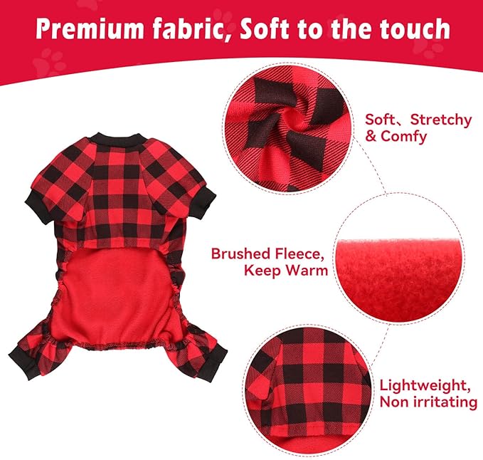 Dog Fleece Sweater Buffalo Plaid Clothes Small Dog Sweater Soft Thickening Warm Puppy Clothes Sweaters for Dogs Girl & Boy(S/M)