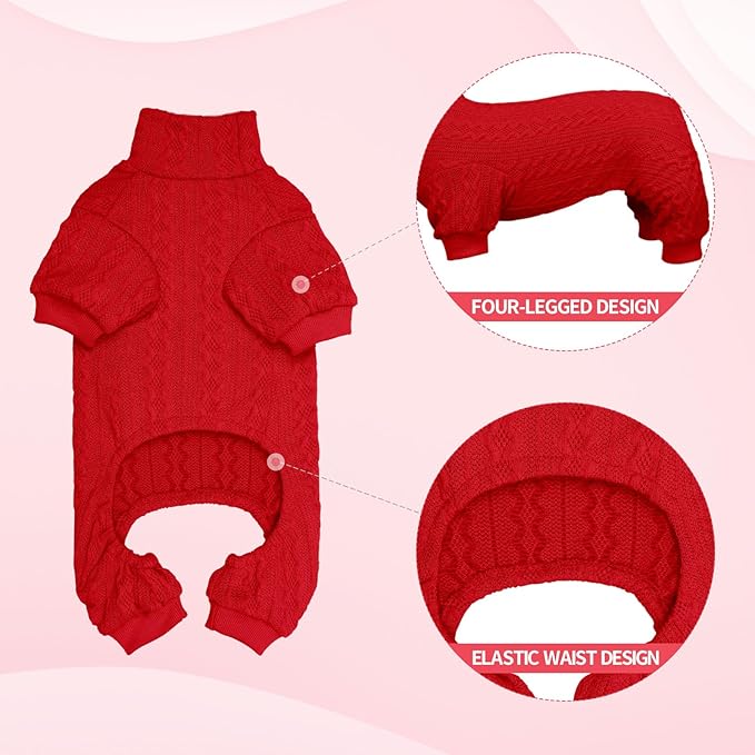 Dog Sweaters for Large Dogs Turtleneck Knitted Pet Clothes Solid Color Puppy Sweater Warm Dog Sweater(Red&XL)