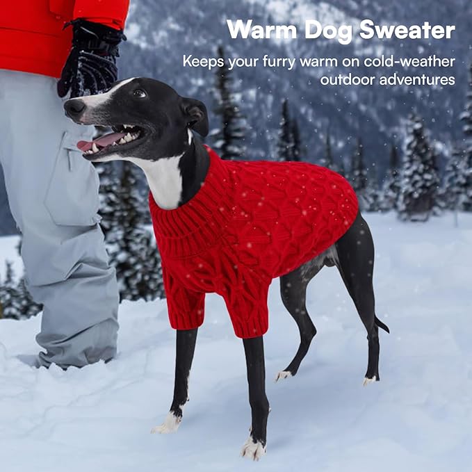 Queenmore Dog Sweaters for Large Dogs Girls Boys,Warm Pullover Extra Large Dog Sweater,Dogs Christmas Sweaters,Classic Turtleneck Thick Clothes for Extra Large Pets, Pitbull, Boxer(Red,2XL)