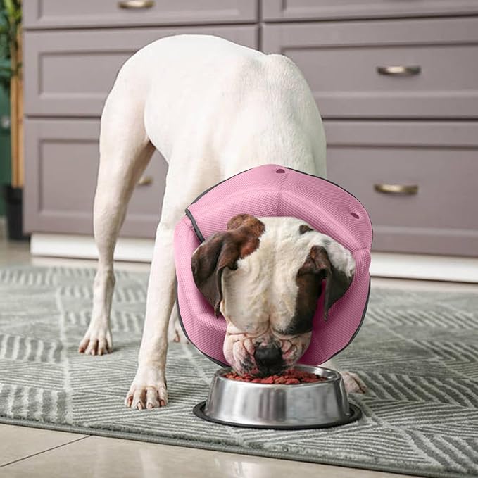 AuraPaw Dog Cone Collar After Surgery,Adjustable Soft Dog Cat Recovery Collar to Stop Licking Wounds,Comfortable Light-Weight Elizabethan Collar for Dogs Anti-Bite Lick Protective Wound,Pink,S