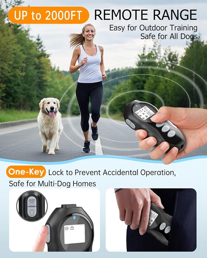 Dog Shock Collar with Remote Control, Waterproof Training Collar, Grey