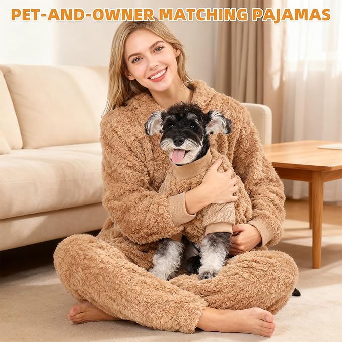 KOOLTAIL Small Dog Pajamas - Fleece Dog Sweater with Leash D-Ring, Warm Winter Cold Weather Coats Puppy Cats Medium Dogs, Super Soft Stretchable Pet Jumpsuit Clothes for Boys Girls, Beige SM