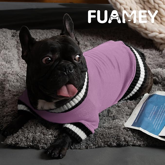 FUAMEY Dog Pullover Sweatshirt，Dog Winter Sweaters Warm Dog Clothes Dog Vest Thick Puppy Pullover Soft Pet Fleece Sweater Cute Doggie Boy Girl Outfit for Small Medium Dogs Lavender S