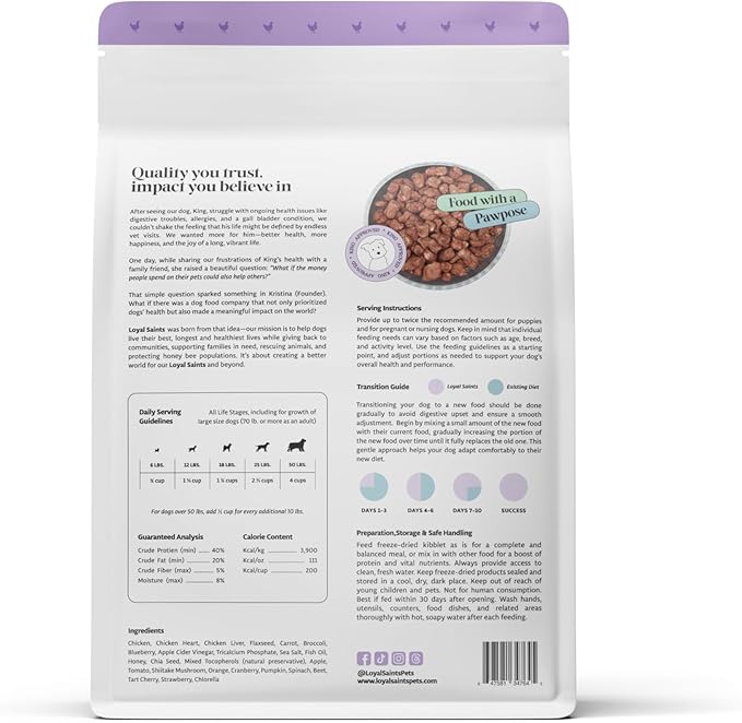 Freeze Dried Raw Dog Food - Premium Chicken Flavor with High Protein & Grain Free Dog Food for Small or Large Breeds and Picky Eaters - Versatile as Meal Topper, Pet Snack & Treats, 14 Oz
