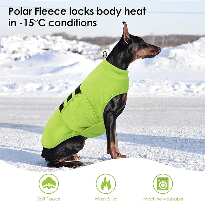 Dog Sweater,Adjustable Dog Sweaters for Small, Medium and Large Dogs Boys Girls, Dachshund Chihuahua Fleece Dogs Sweater(Green,L)