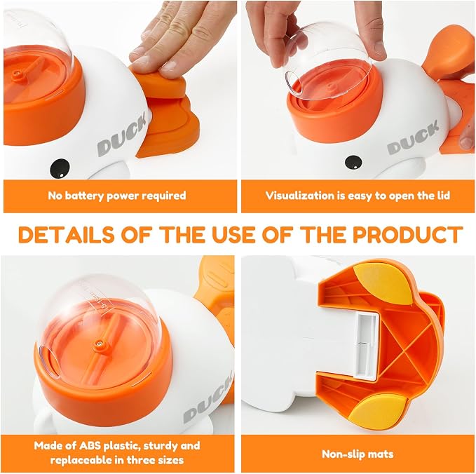 2-in-1 Dog Interactive Slow Feeder & Food Puzzle Toy, Automatic Dog Feeder Toy for Mental Stimulation & Healthy Eating, Stable Duck-Shaped Treat Dispenser for Healthy Eating & IQ Training