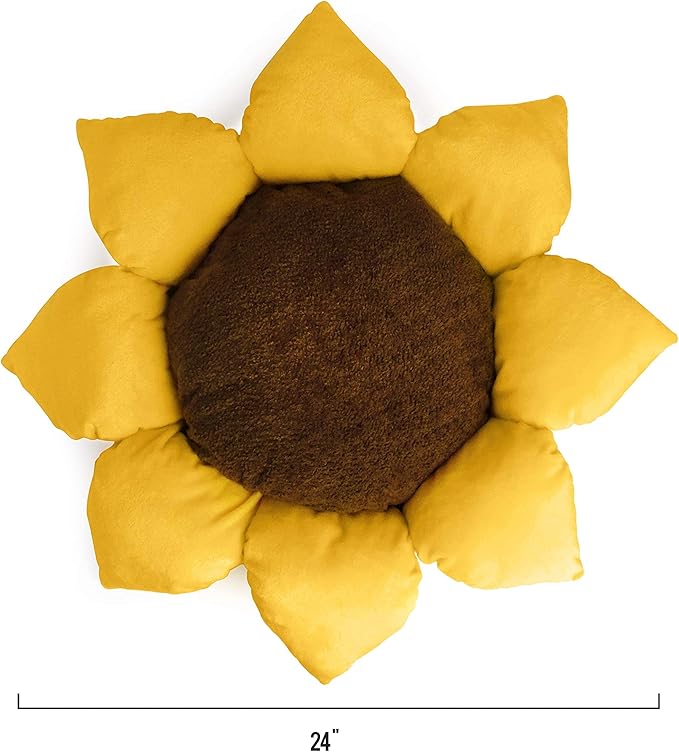 TONBO Soft Plush Small Cute and Cozy Nature Dog Cat Bed, Washer and Dryer Friendly (Sunflower)