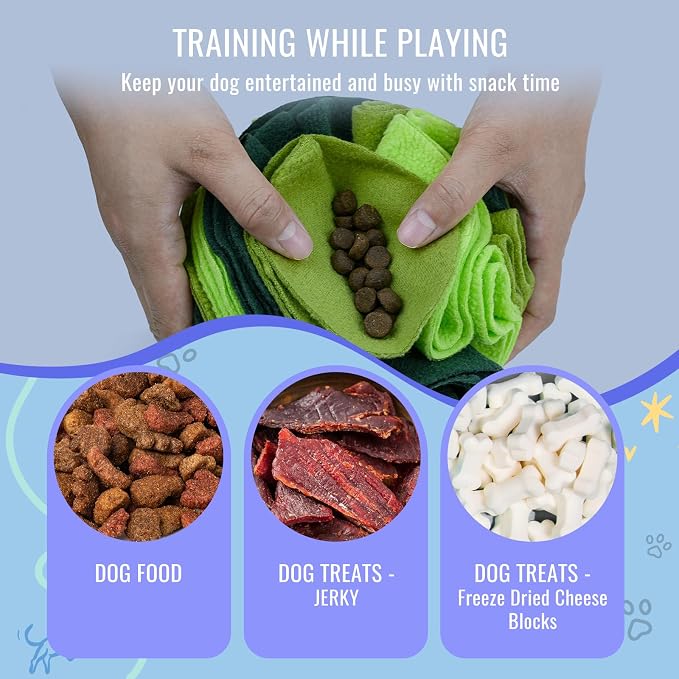 Pet Snuffle Ball, Puzzle Sniffing Interactive Dog Ball for Blind Dogs Training Stress Relief Dog Enrichment Toys Treat Machine Washable (15cm, Gradient Green)