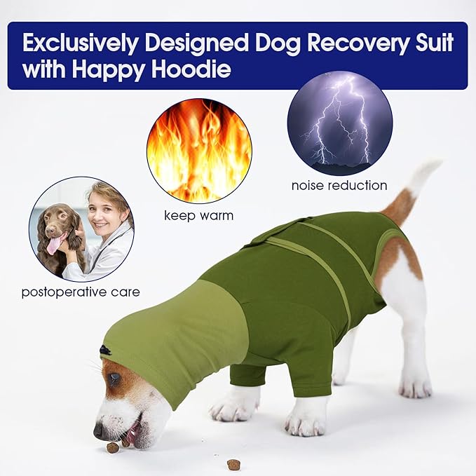 FUAMEY Dog Recovery Suit Female, Post Operation Suit for Dogs to Stop Licking, Turtle Neck Surgical Onesie for Male Dogs Substitute E-Collar & Cone After Surgery, French Bulldog (Green, M)