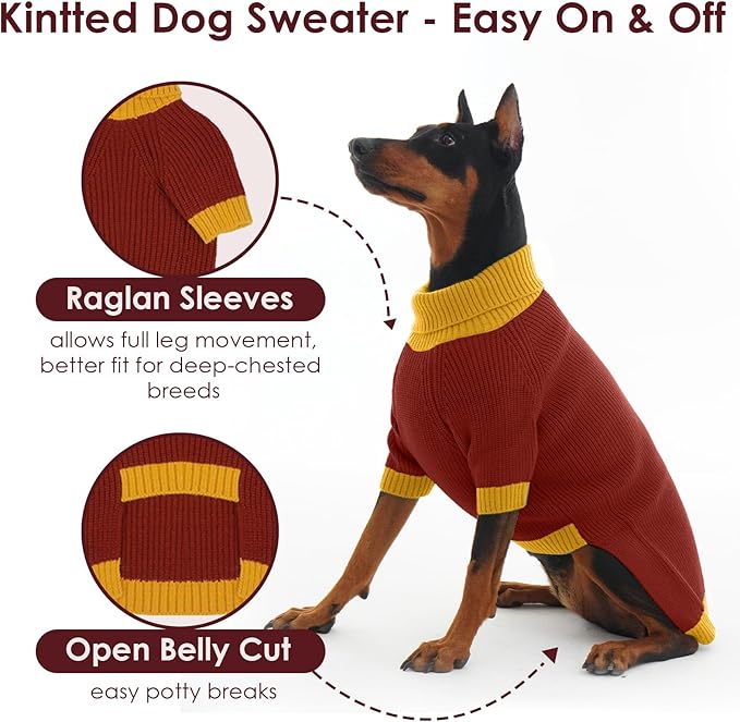 Dog Sweaters for Medium Dogs Boy Girl, Soft Turtleneck Sweater with Leash Hole, Fall Sweater Christmas Warm Winter Pet Sweaters for Schnauzer Bichon Frise, BurgundyRed M