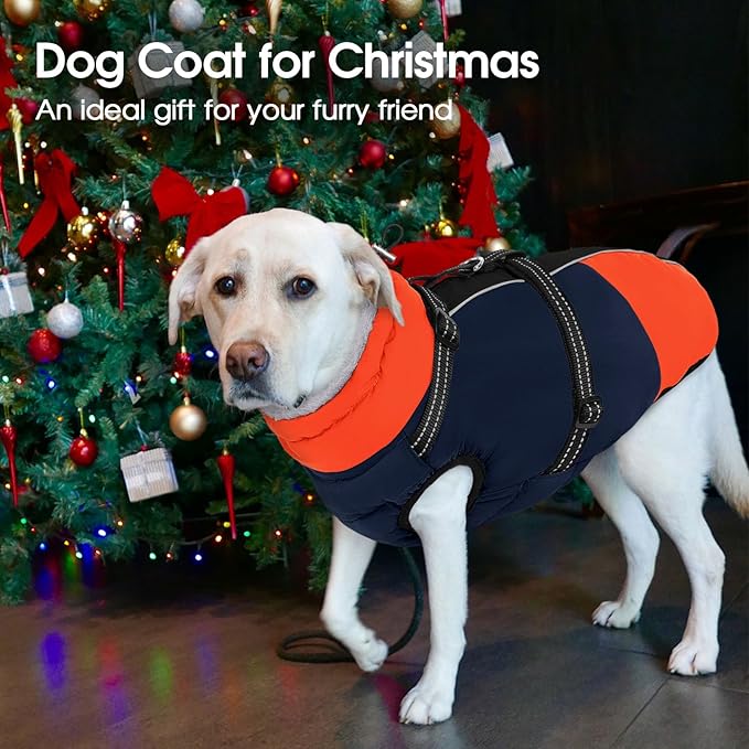 SUNFURA Small Dog Coat with Harness Built-in, Warm Dog Jacket with Zip, Reflective Winter Coat Pet Sweater Clothes for Small Dogs Schnauzer, Yorkshire Terrier, Shih Tzu, Blue S