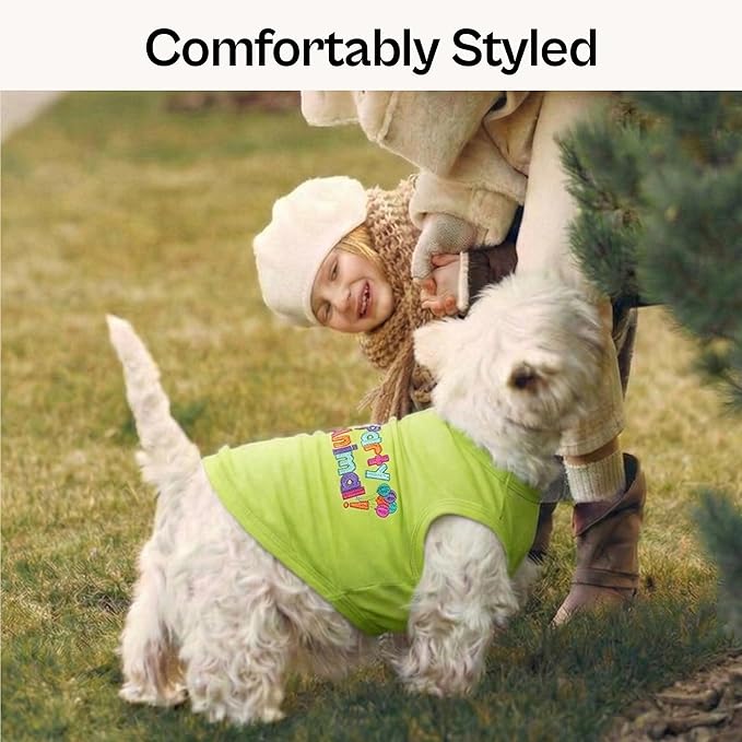 Parisian Pet Dog Tshirt - Embroidered “ Party Animal “ Tank Top - 100% Cotton and Lightweight Dog Clothes - Sleeveless Tee Shirts for Large Dogs - Pet Vest - XL