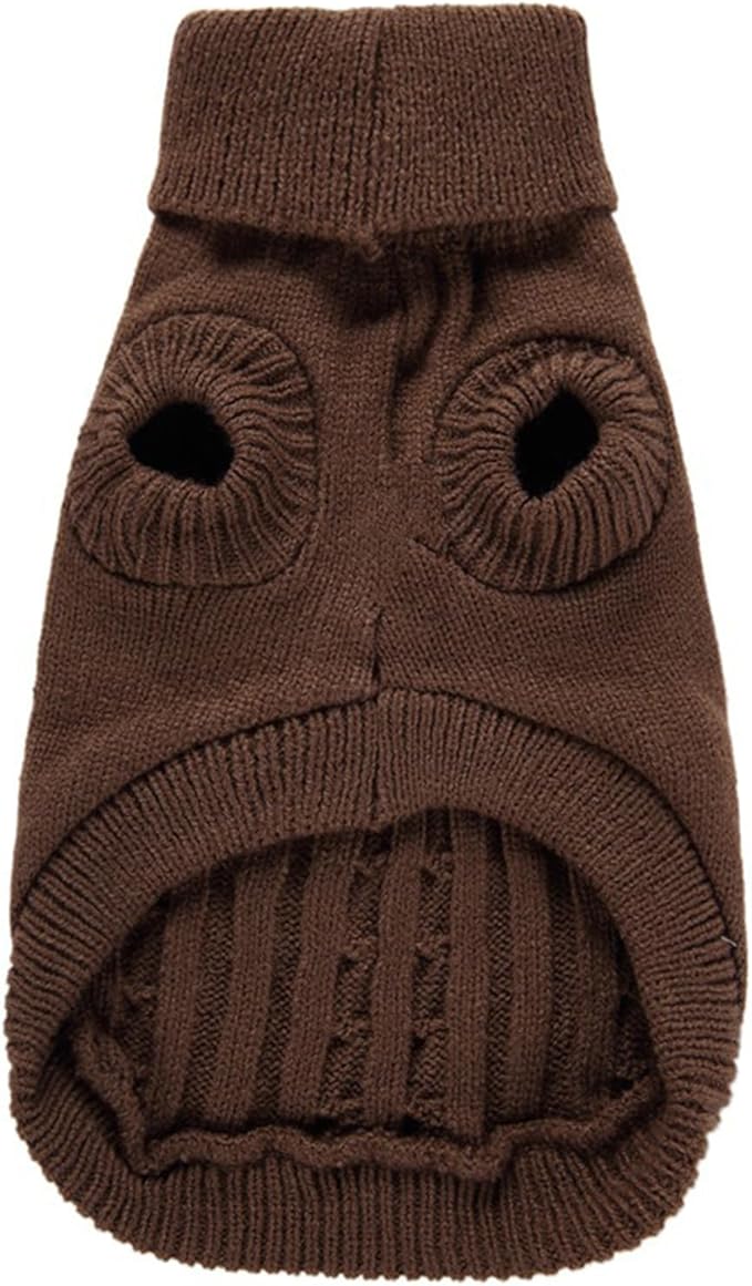 CHBORCHICEN Small Dog Sweaters Knitted Pet Cat Warm Dog Sweatshirt Winter Clothes Kitten Puppy Sweater (XX-Small, Brown)