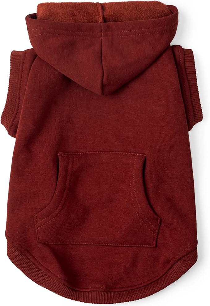 Koneseve Dog Hoodie Fleece Puppy Clothes Warm Sweater with Hat for Small Medium Dogs Cat Hooded Shirt Kitten Pet Basic Sweatshirt with Pocket Doggie Soft Winter Coat Apparel (Red; 3XL)