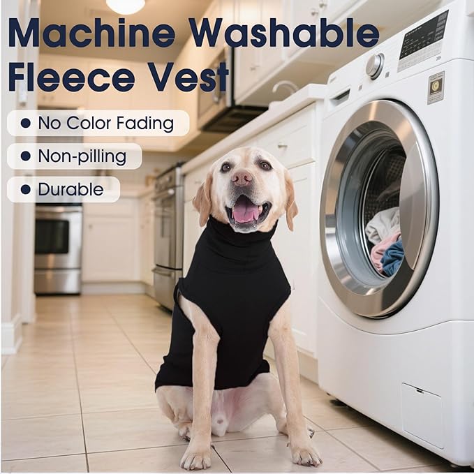 IECOii XL Dog Sweater - Stretch Fleece Vest with Turtleneck - Black,X-Large, Warm Pullover Dog Fleece Coat for Large Dogs - Christmas Pet Sweatshirt for Boys & Girls, Machine Washable