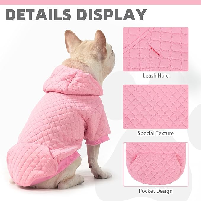 KOOLTAIL Small Dog Sweater, Ultra-Warm & Soft Winter Fall Sphynx Cat Clothes for Cats Only, Lightweight Dog Hoodie Sweatshirt for Small Dogs Boy Girl Yorkie, Chihuahua, Shih-Tzu, Puppy,Pink XXS
