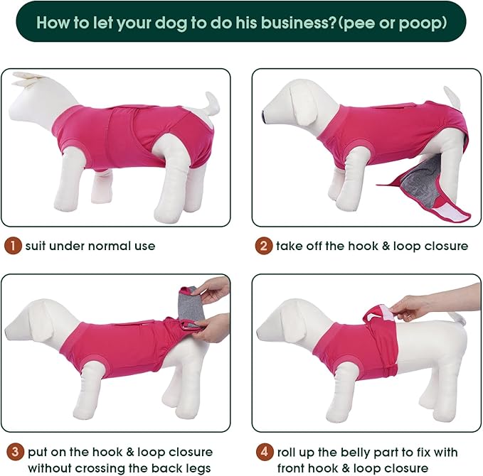 Kuoser Dog Surgery Suit - Female Spay & Male Neuter Recovery Onesie, Anti-Licking Abdominal Wounds Pet Surgical Recovery Bodysuit, Substitute E-Collar & Cone
